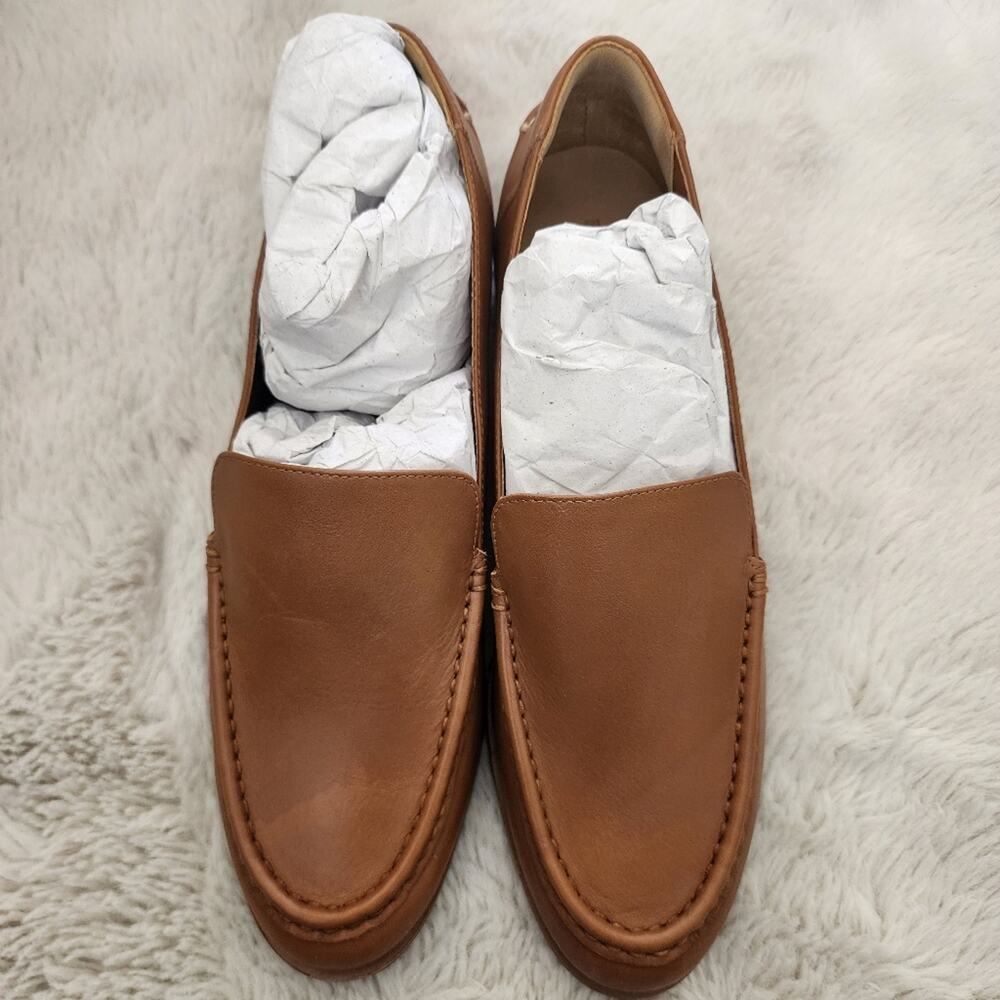 Everlane Modern Loafer Camel Tan Leather Slip On Stacked Heel Shoes Size 11 - Picture 6 of 13